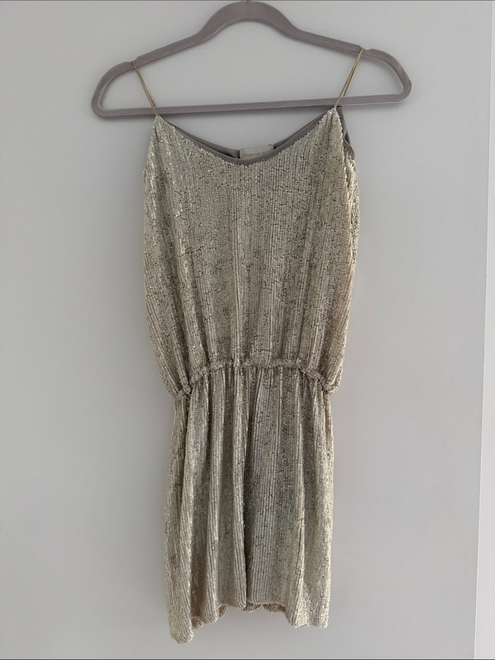 Johanna Ortiz Gold Sequin Mini Dress
